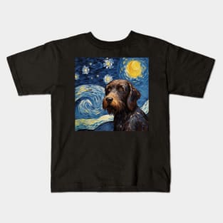 Black German Wirehaired Pointer Night Kids T-Shirt